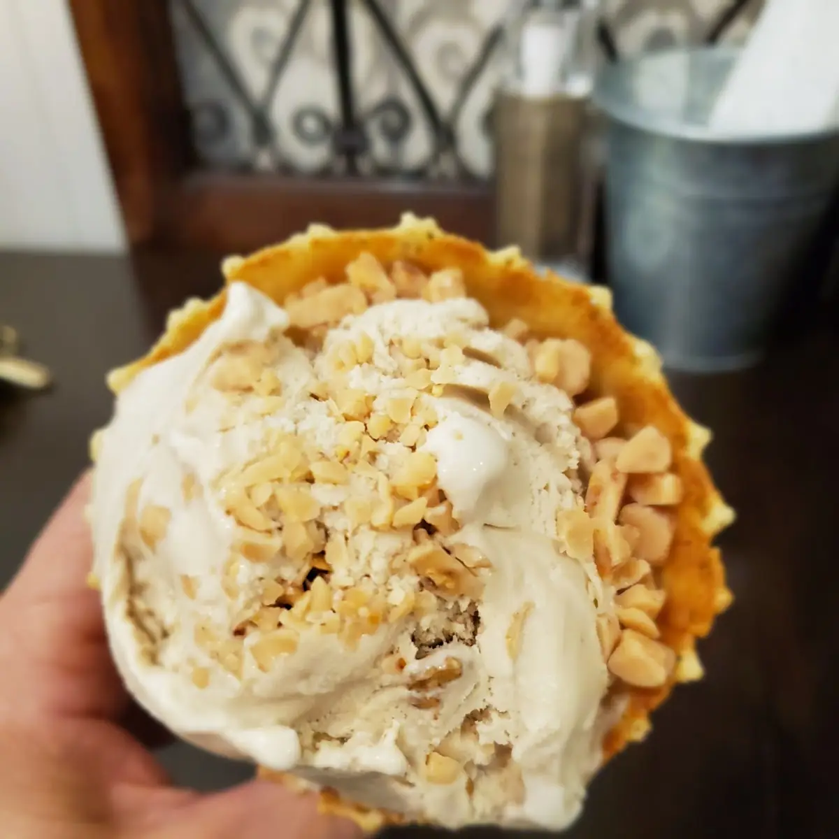 Maple Nut Ice Cream Waffle Cone Toffee Topping