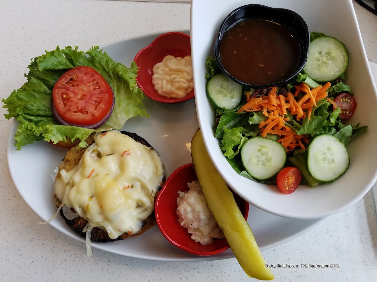Veggie Burger Deluxe and Salad