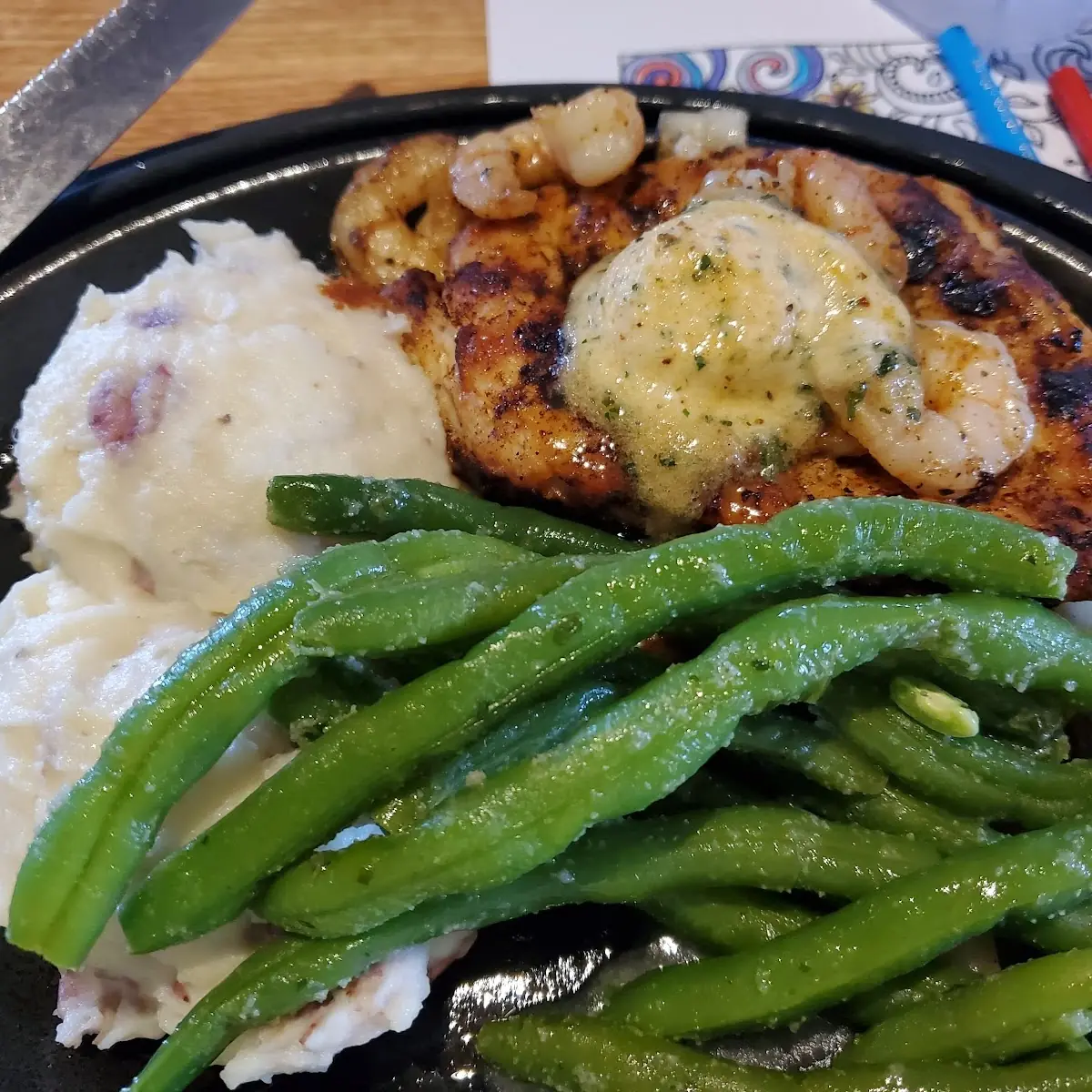 Bourbon Chicken and Shrimp with Green Beans