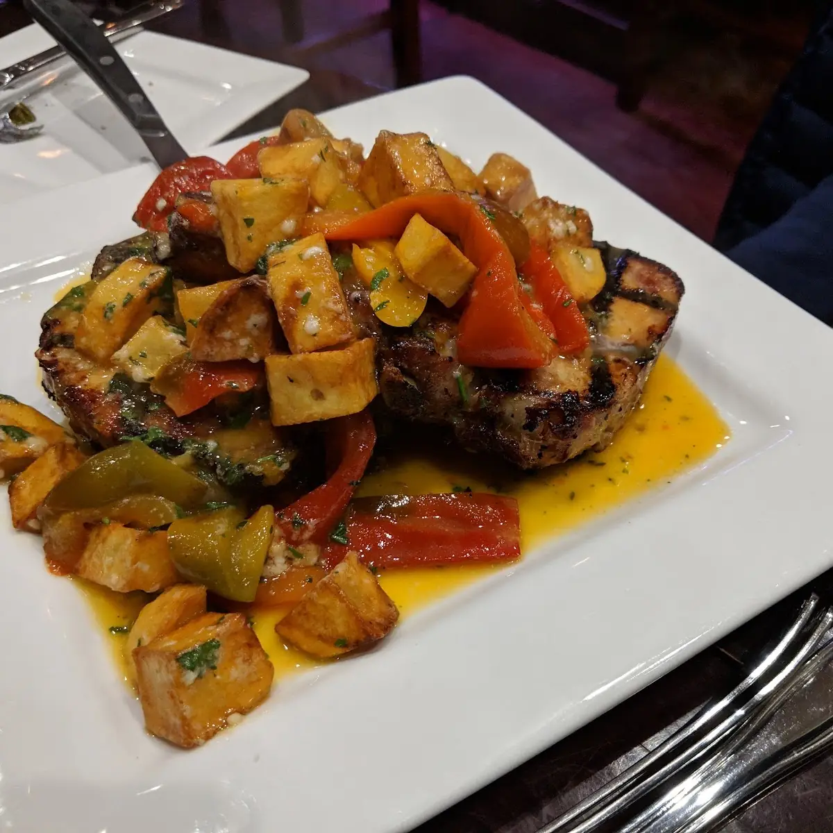 Pork Chops with Vinegar Peppers and Potatoes