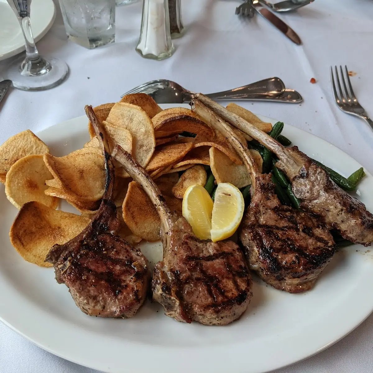 Lamb Chops with Broccoli Rabe & Potato Chips