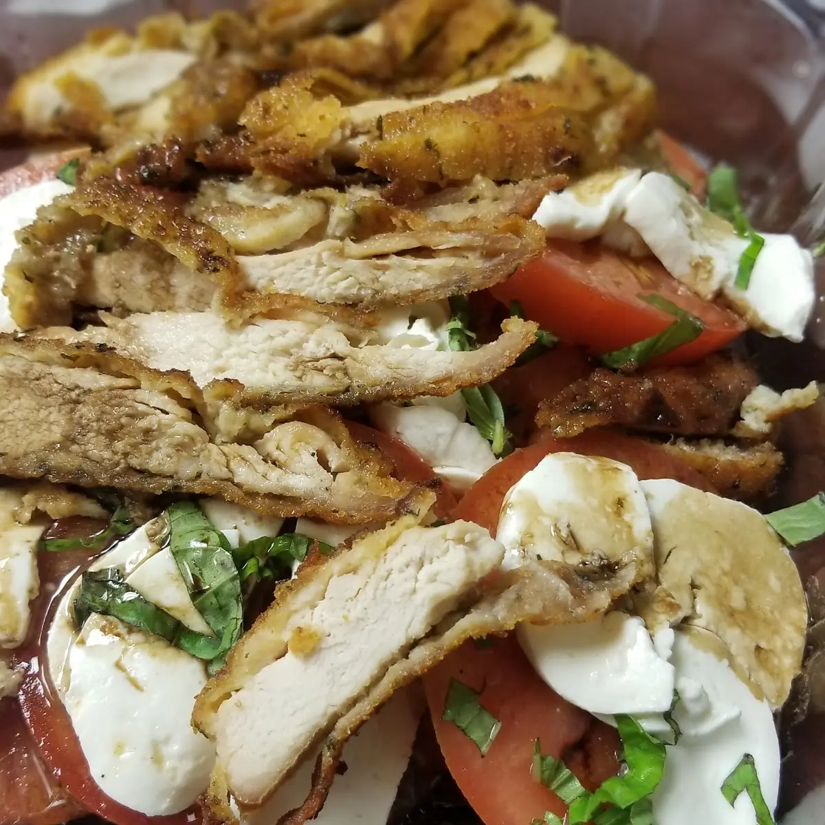 Caprese Salad with Breaded Chicken