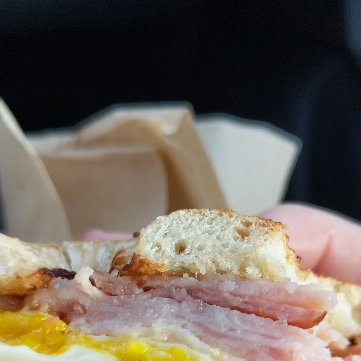 Ham Egg and Cheese on Spinach & Garlic Bagel