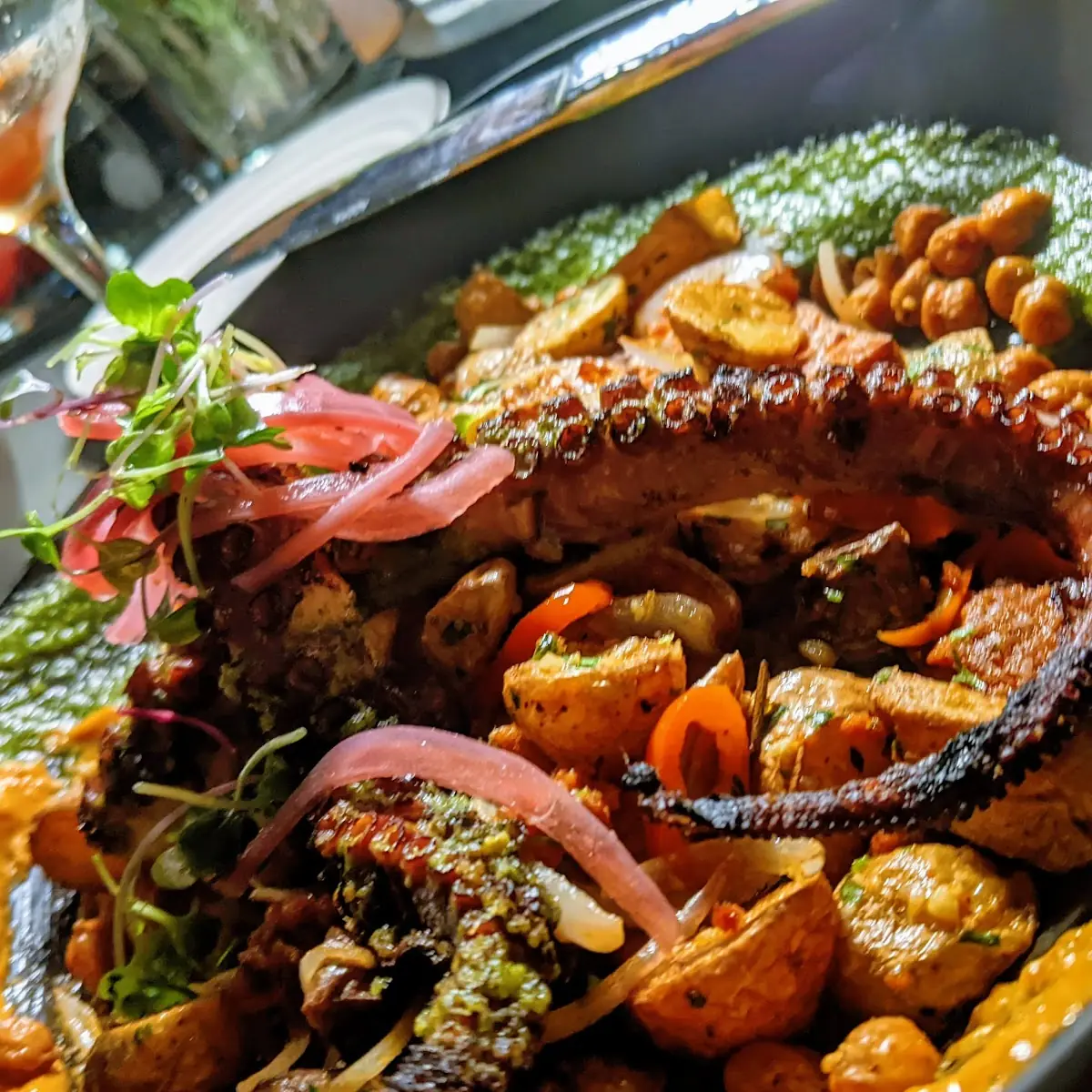 The Craft House Charred Octopus and Lavender Lemon Drop