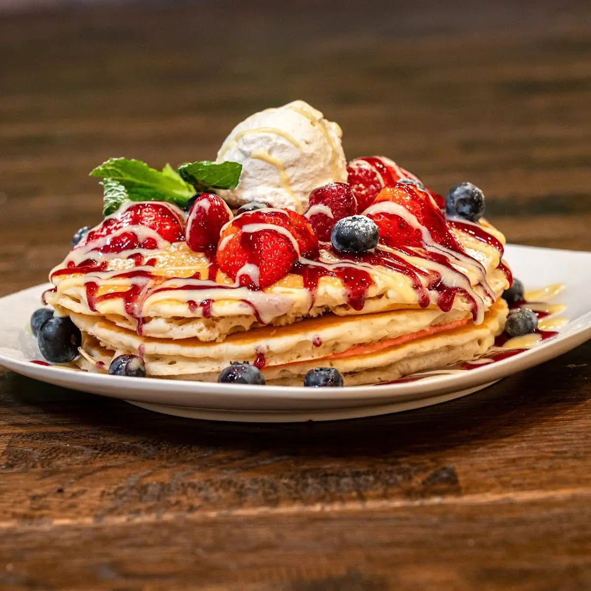 Triple Berries & Cream Pancakes