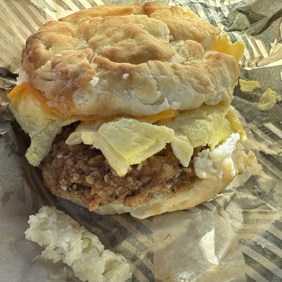 Steak Egg and Cheese Biscuit Sandwich