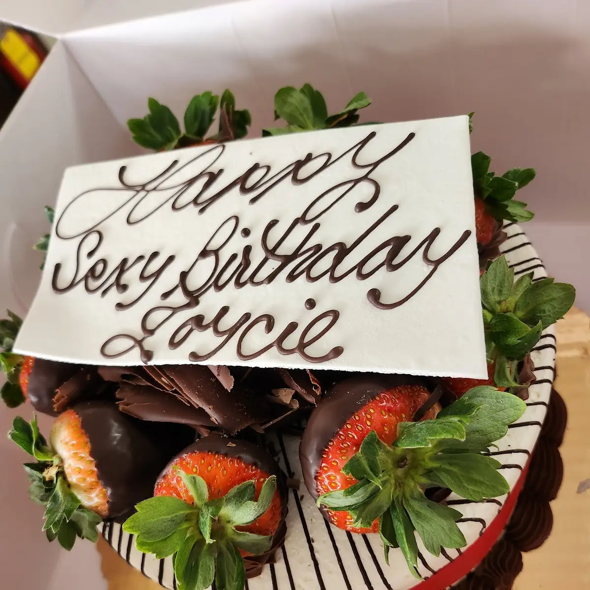 Chocolate Covered Strawberry Grand Marnier Cake