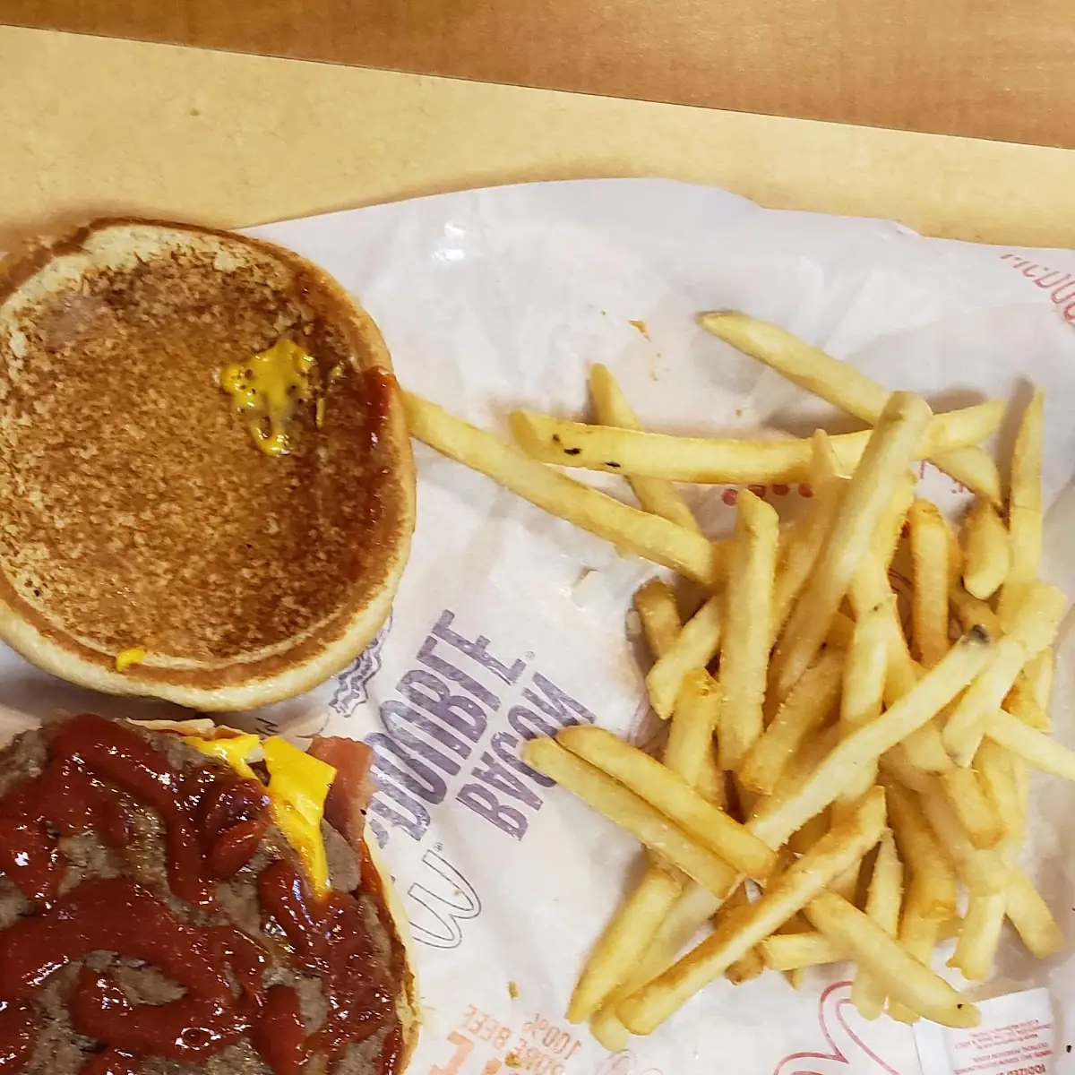 French Fries Double Bacon Burger
