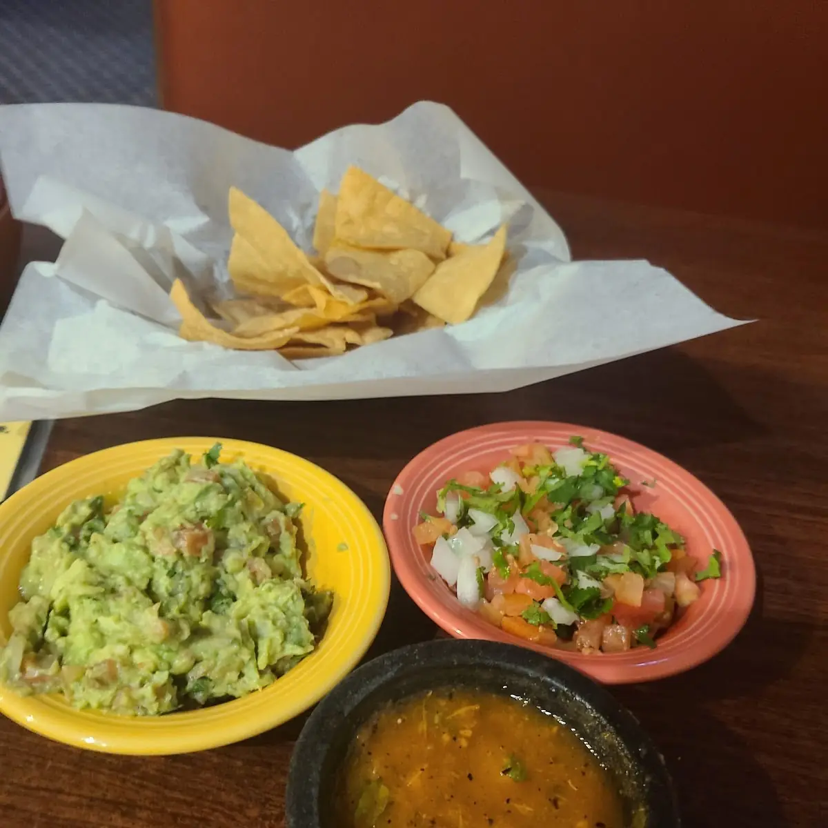 Chips Guacamole Pico and Salsa