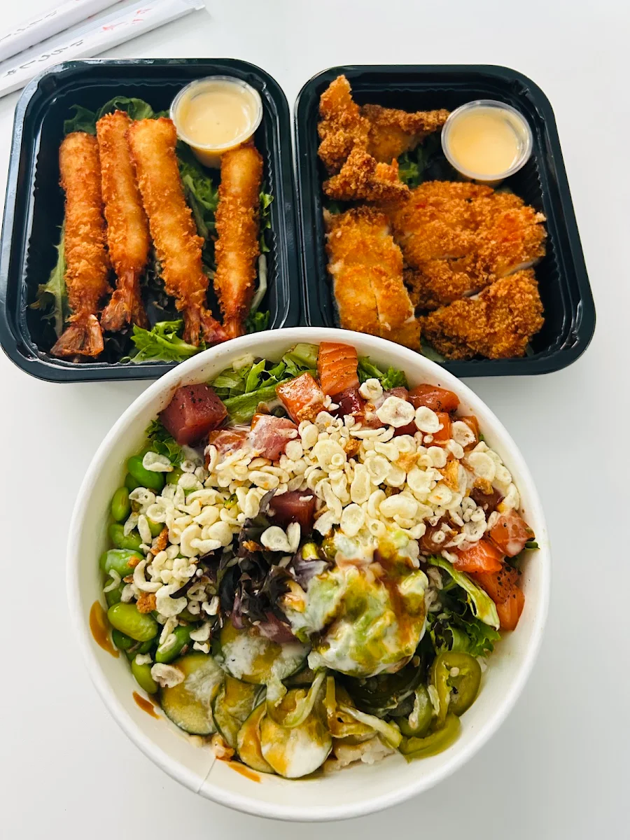 Omao Omao Poke Shrimp Tempura Karage Chicken