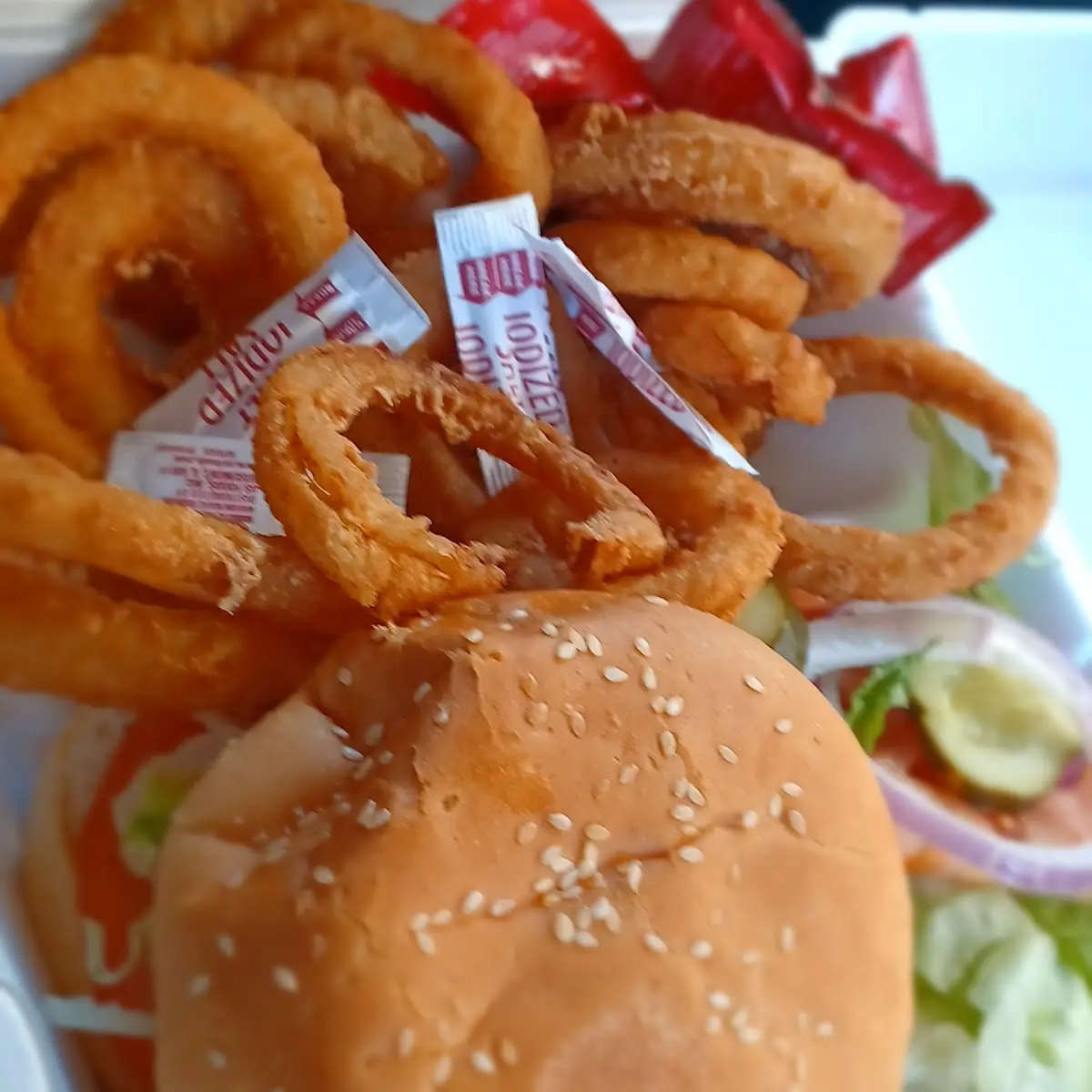 Bacon Cheeseburger with Onion Rings
