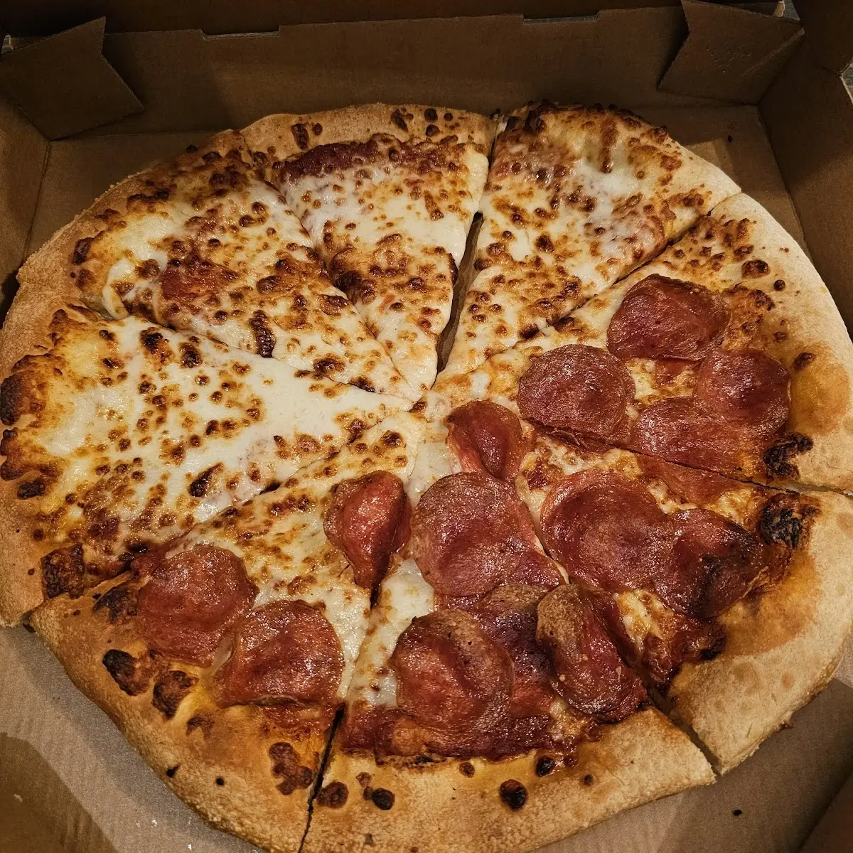 Half Cheese and Half Pepperoni Pizza