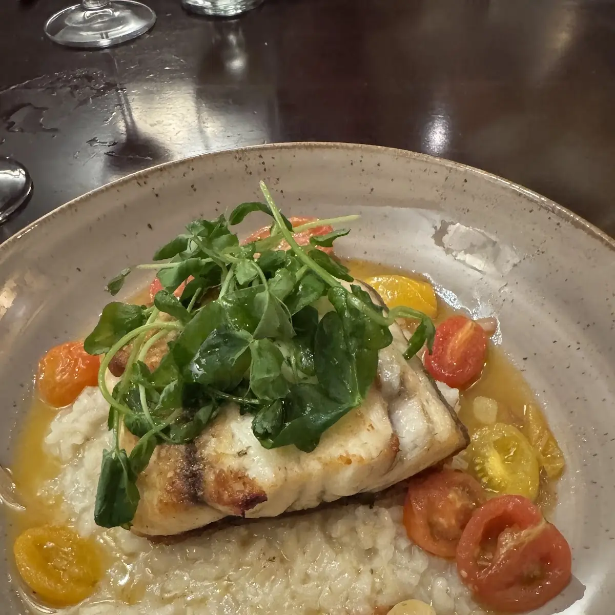 Grilled Sea Bass with Lemon Risotto