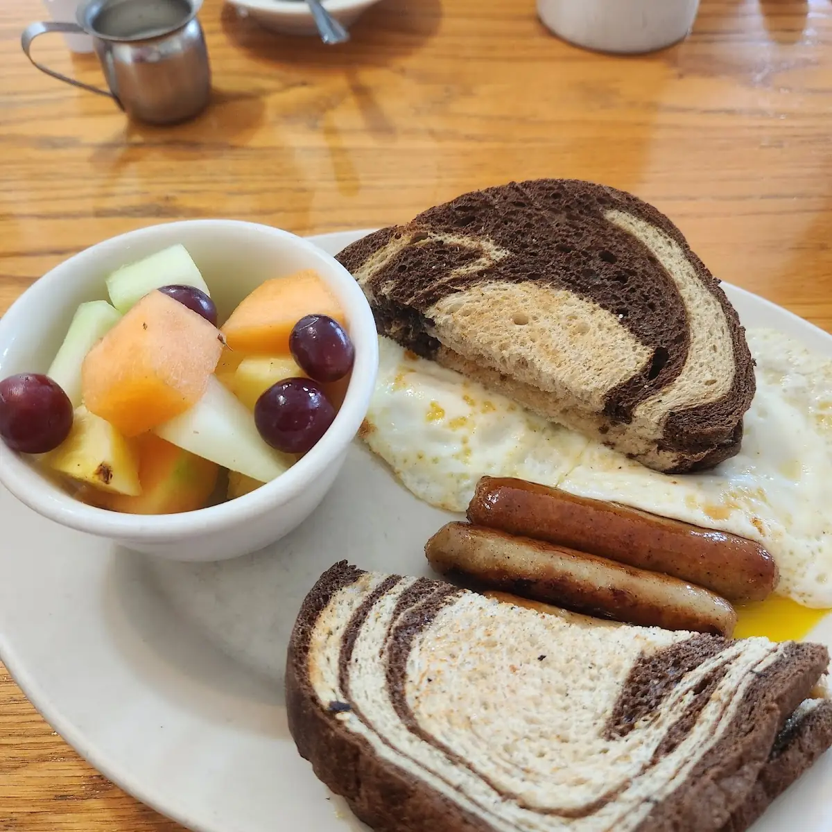 Fruit Cup and Marble Toast w Eggs