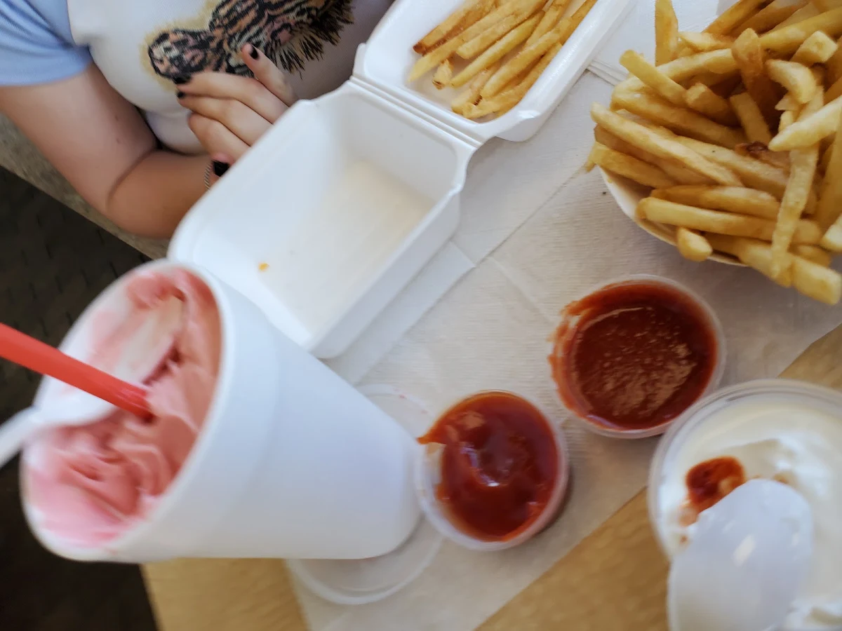 Strawberry Shake and Fries