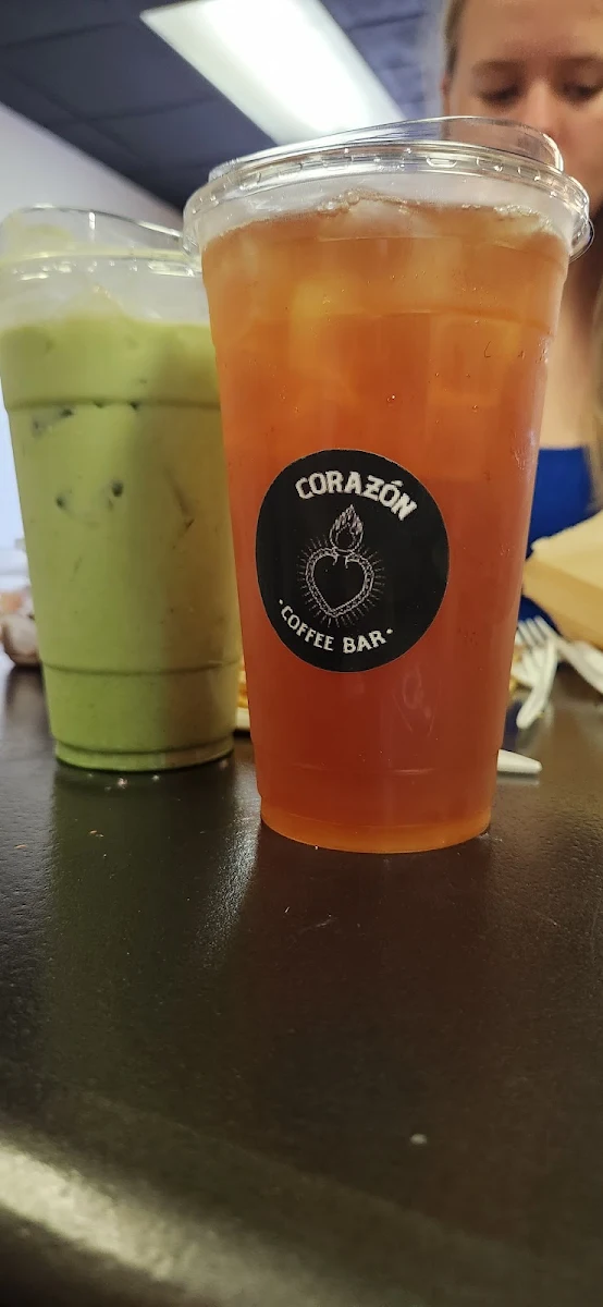 Blood Orange Mango Ice Tea and Lavendar Matcha Latte