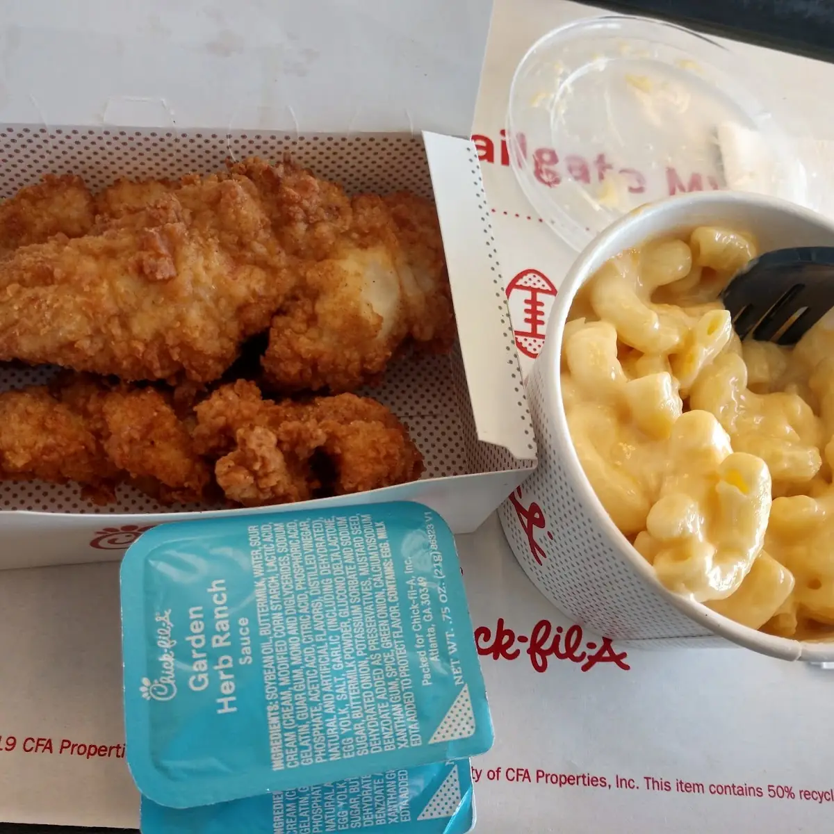 3 Piece Chicken Strip with Mac and Cheese