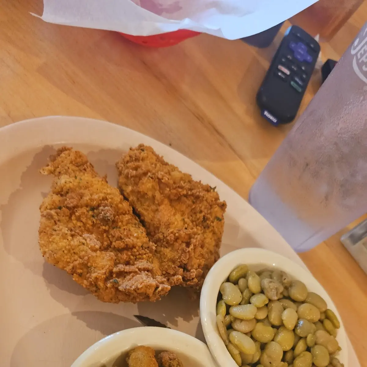 Fried Chicken Lima Beans and Fried Okra