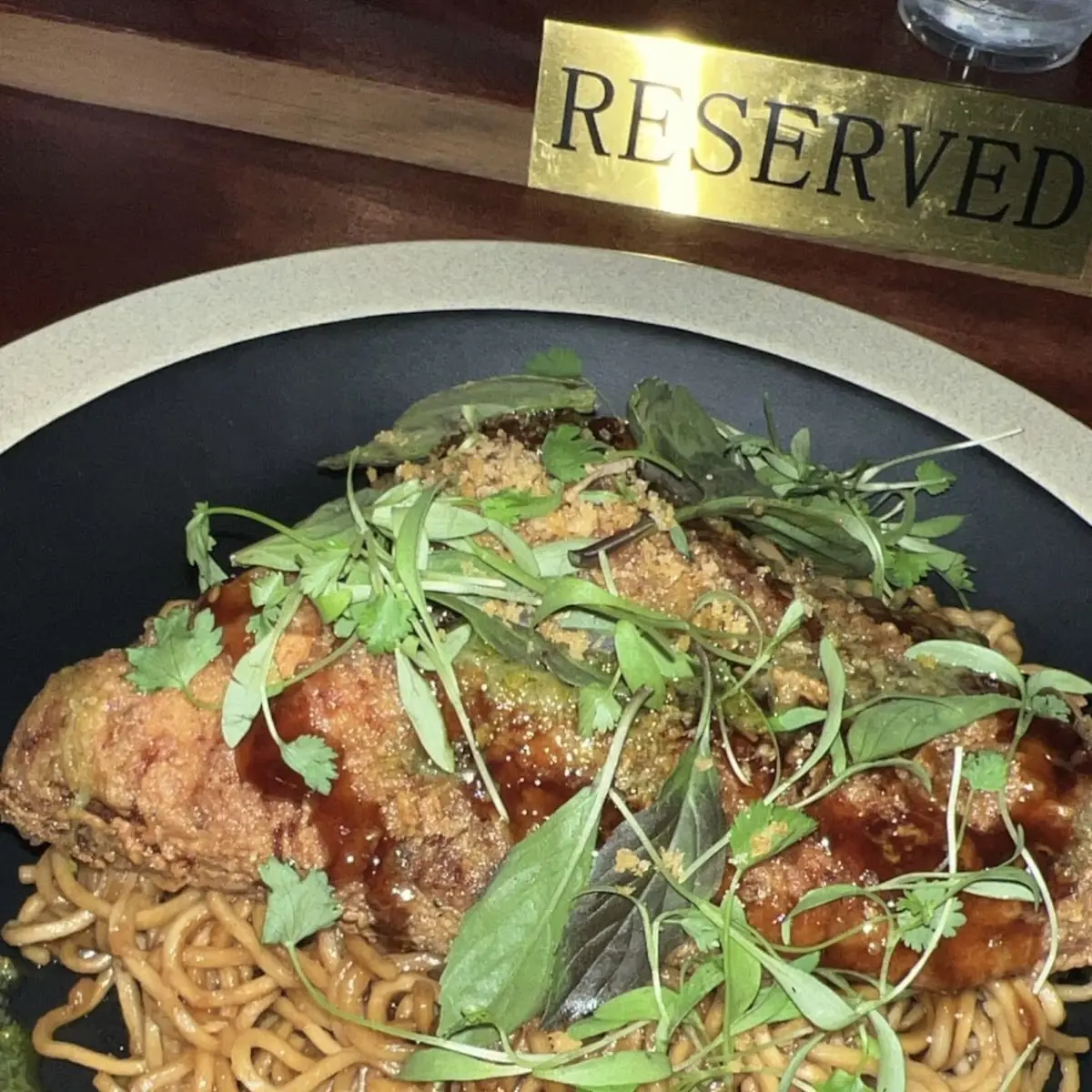 Garlic Noodles with Fried Catfish