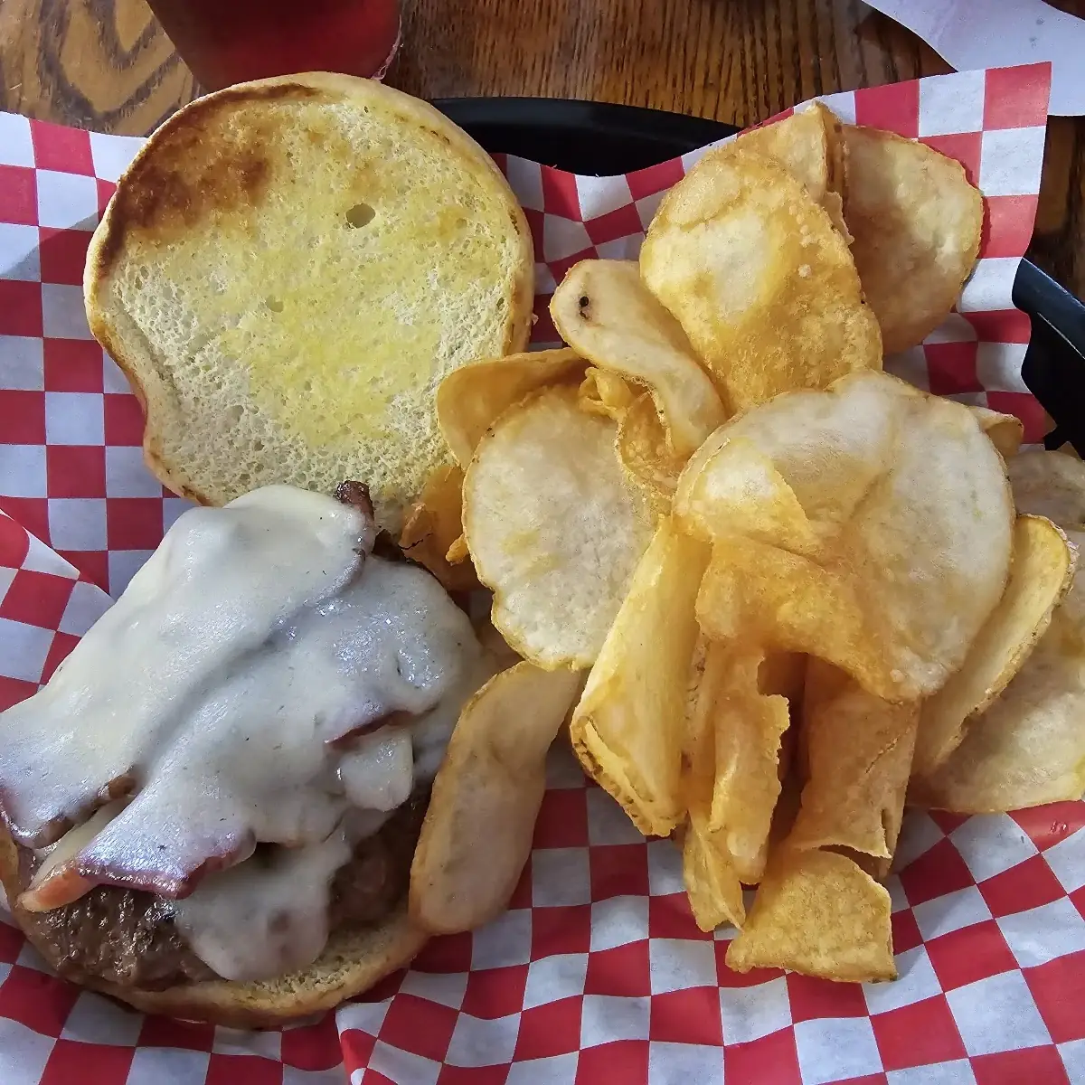 Mushroom Swiss Burger with Bacon