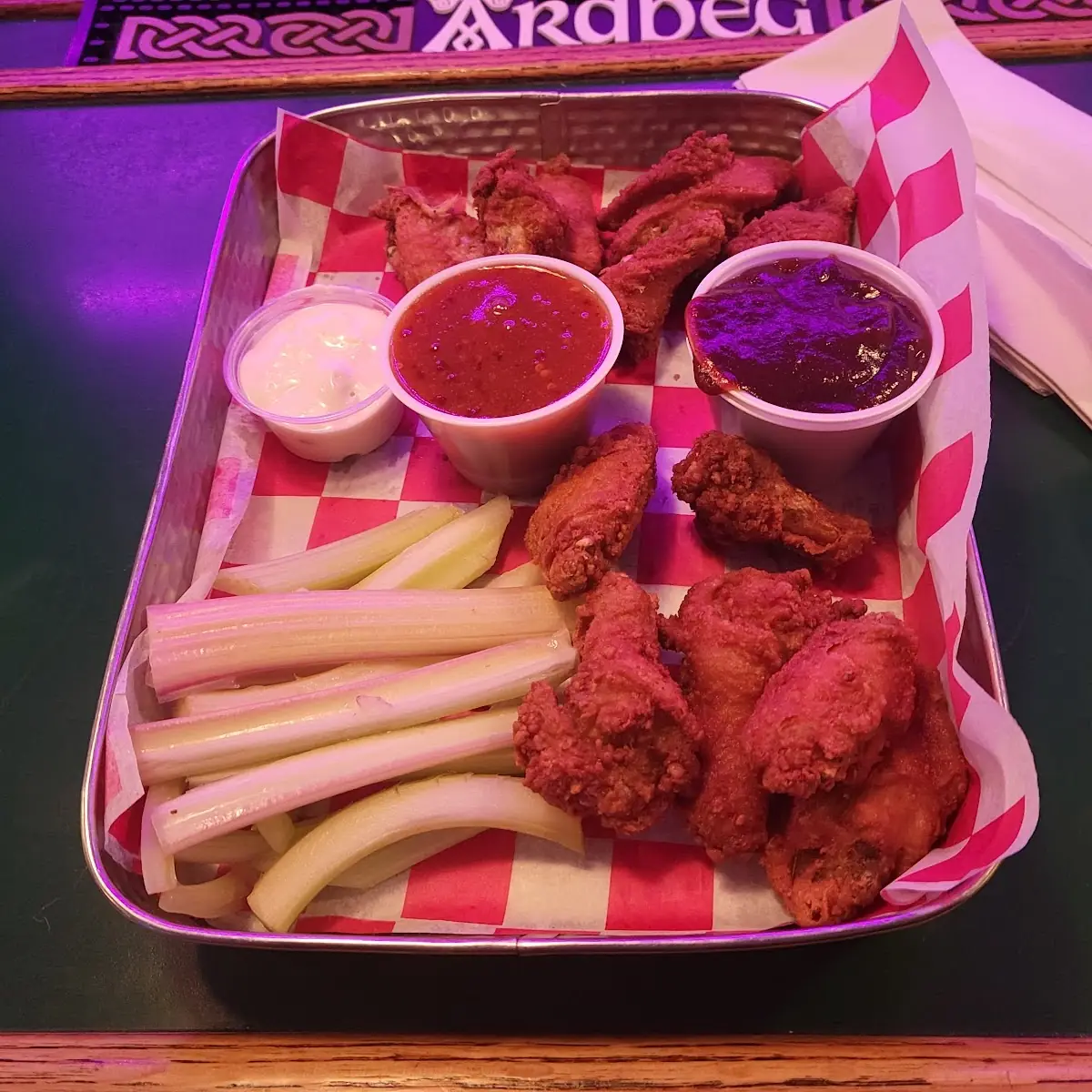 Chicken Wings Carrots Assorted Sauces