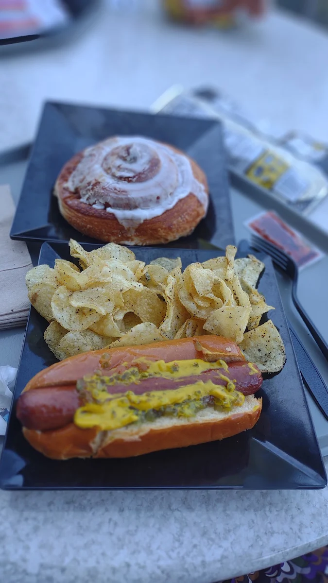 Beef Hot Dog Chips Cinnamon Roll
