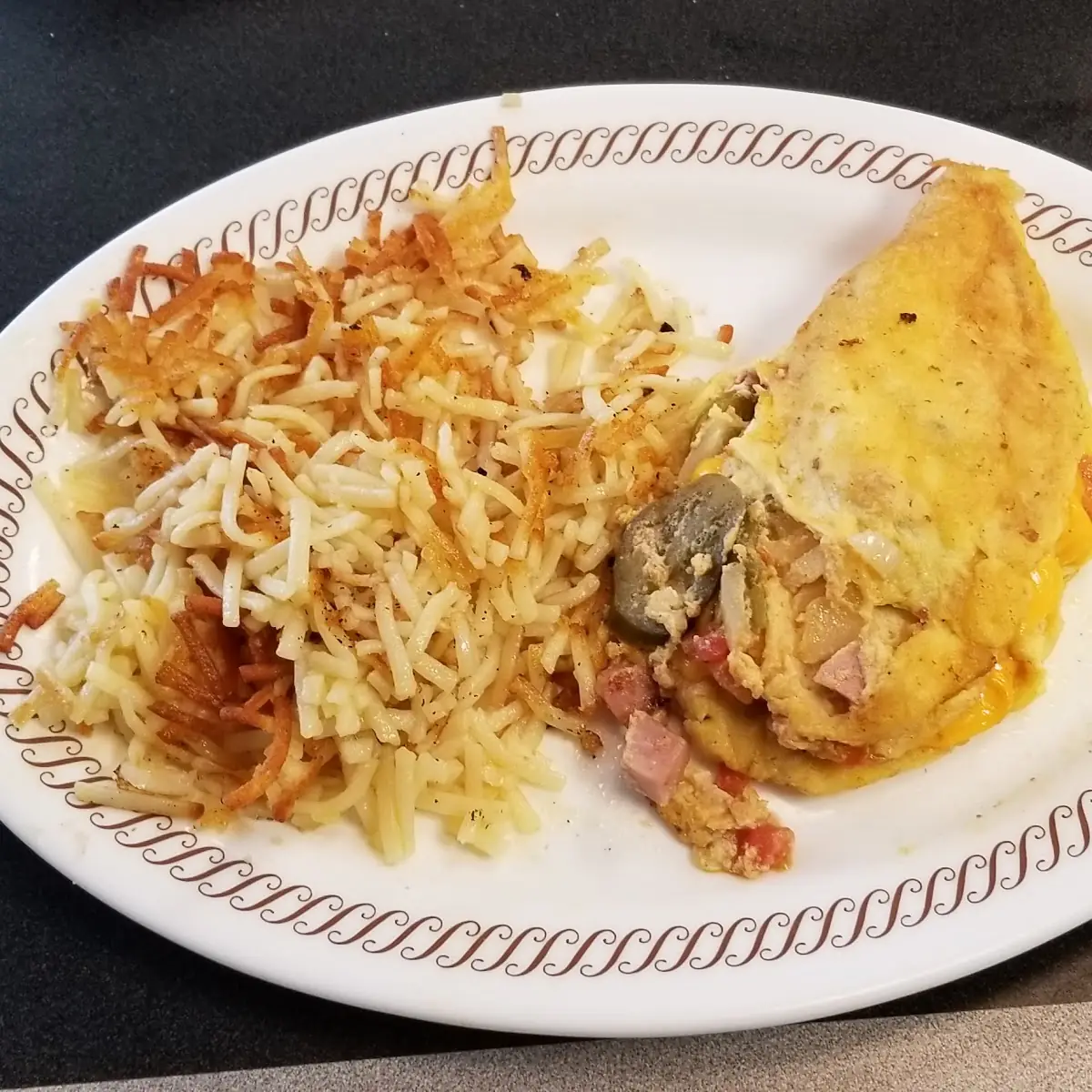 Fiesta Omelette with Hashbrowns Scattered Smothered