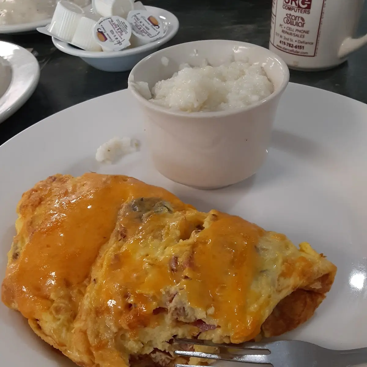 5 Egg Ham and Cheese Omelet with Grits