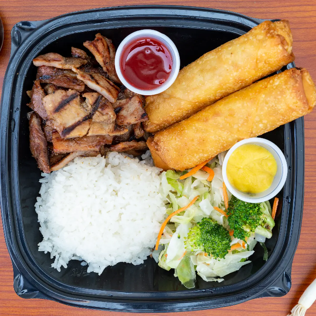 Chicken Teriyaki and Egg Rolls
