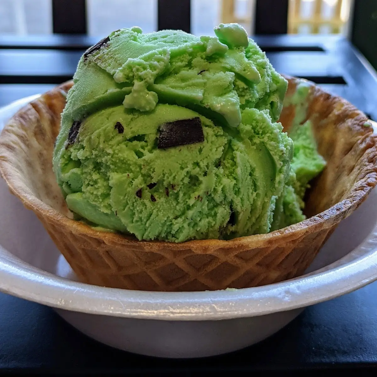Mint Chocolate Chip and Waffle Cone Bowl