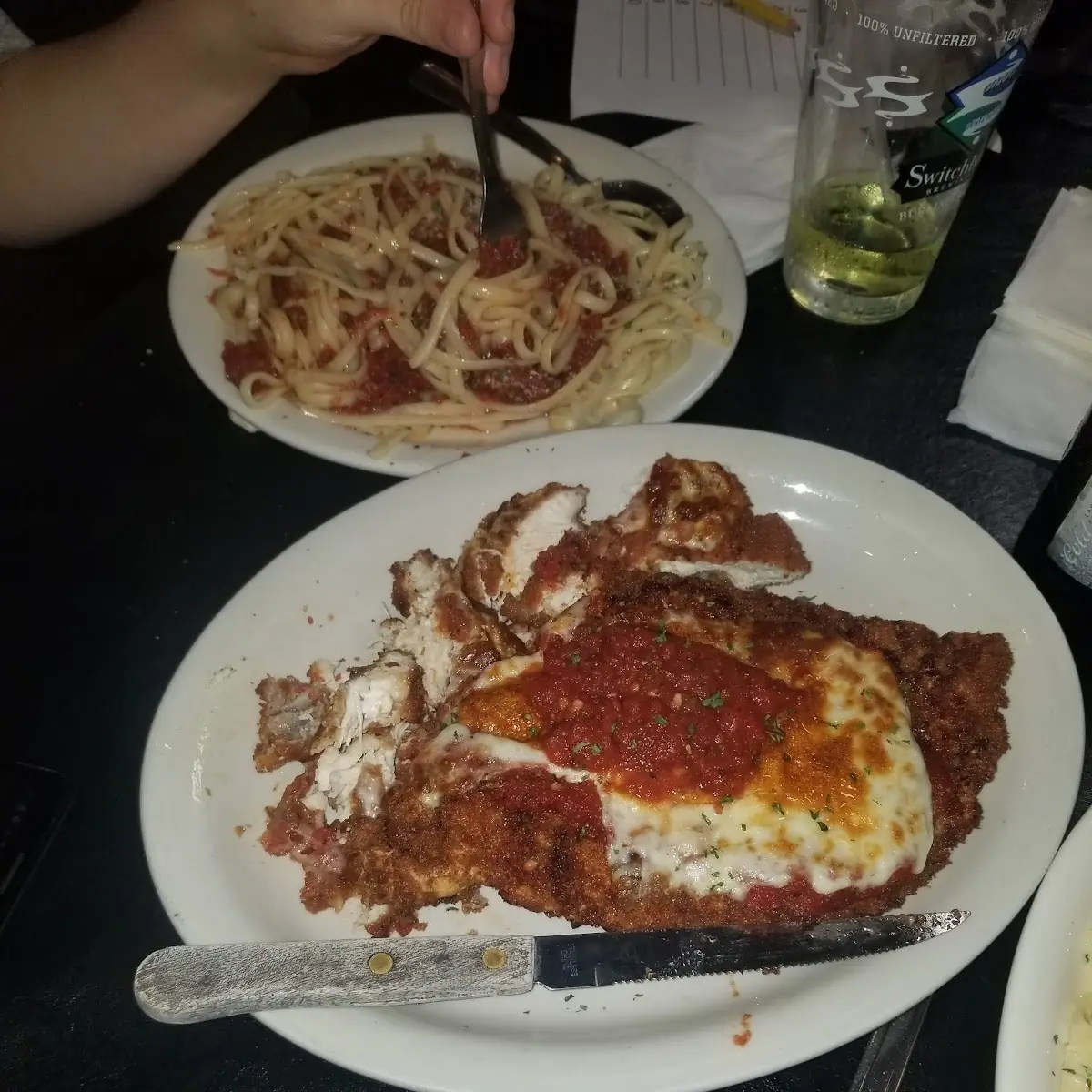 Chicken Parmesan and Linguine