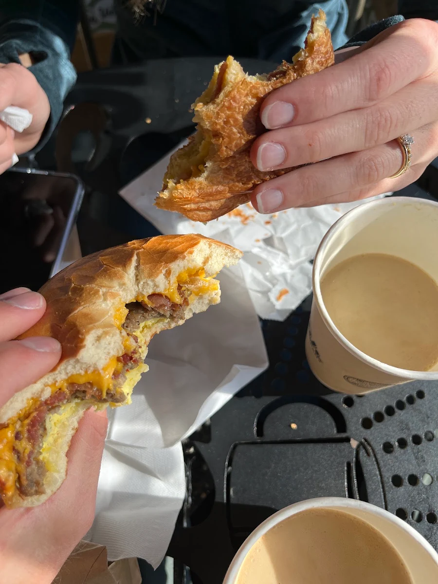 Coffee and Breakfast Sandwich