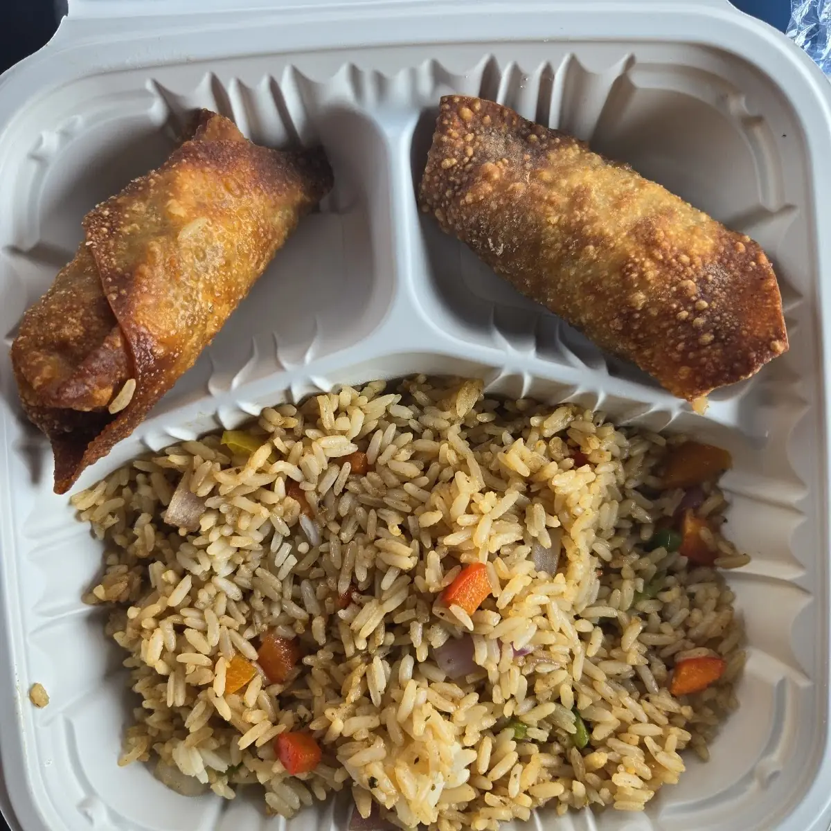 Salmon Egg Roll with Fried Rice