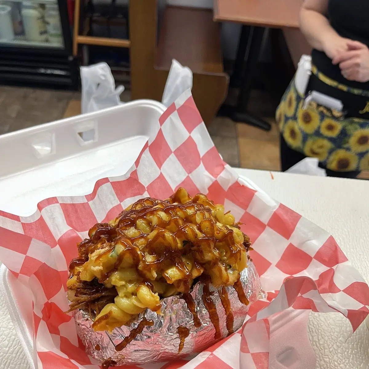 Jumbo Potato with Pulled Pork Cheese BBQ Sauce