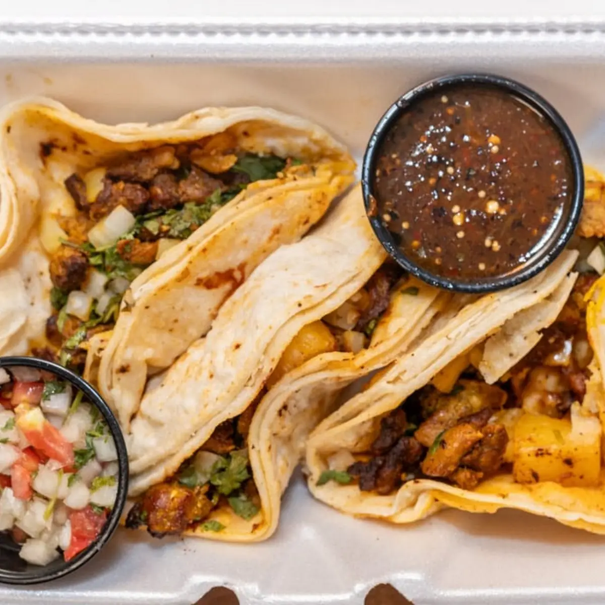 One Beef Taco Rice and Beans