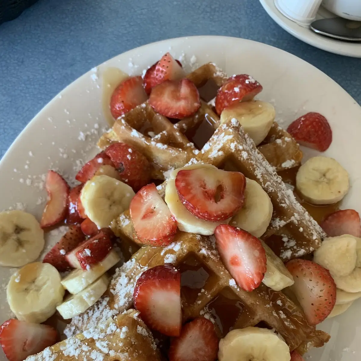 Waffle with Fresh Fruit Salad