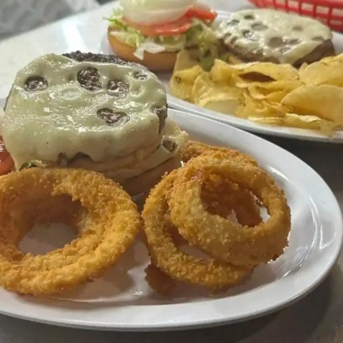 Double Dutch Burger and Onion Rings