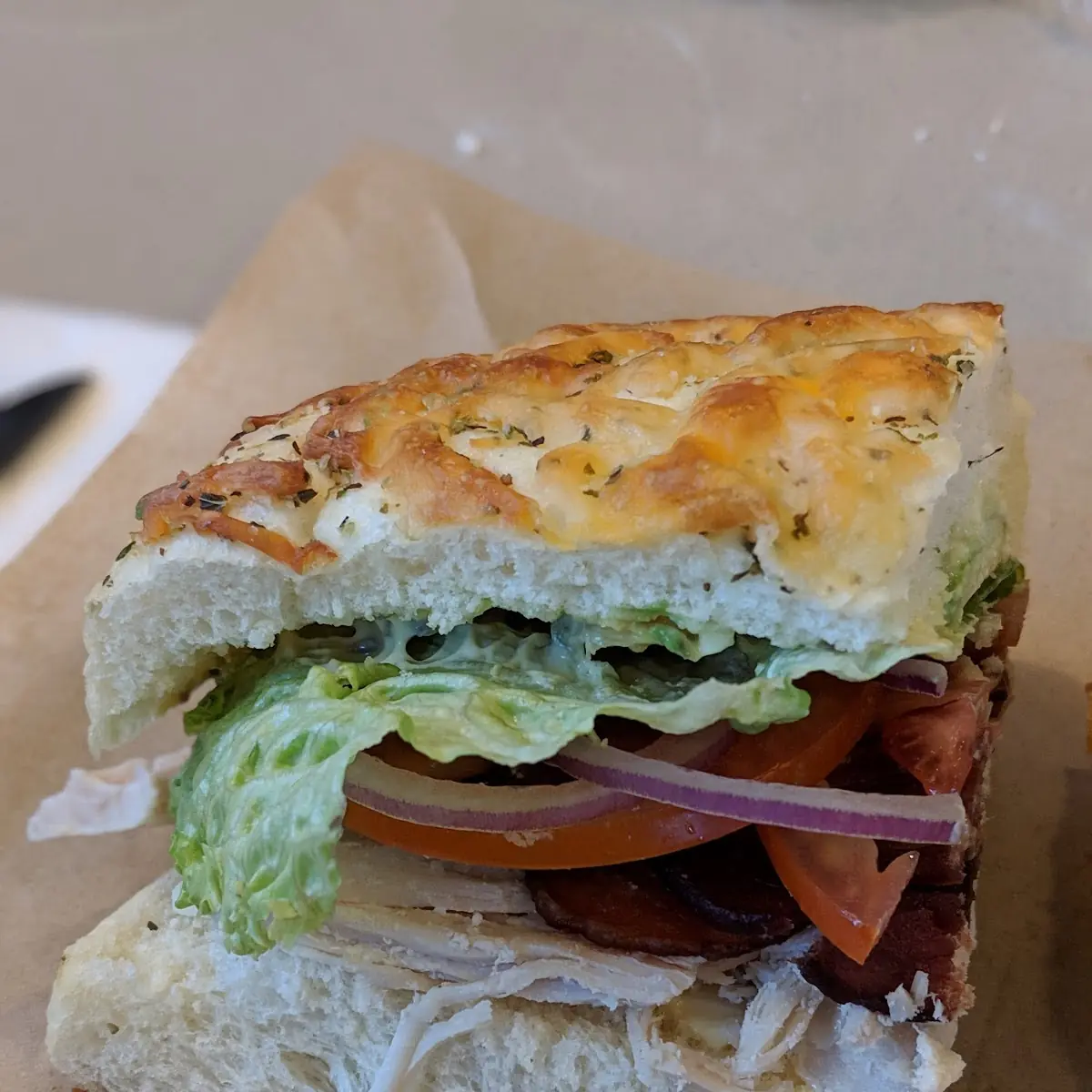 Turkey Bacon Avocado on Focaccia