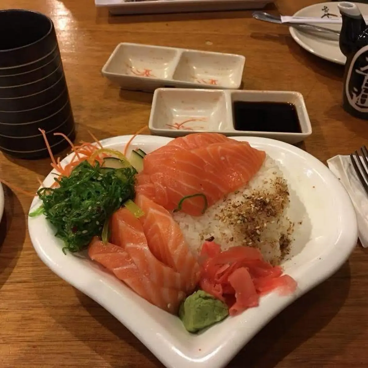 Salmon Sashimi with Steamed Rice