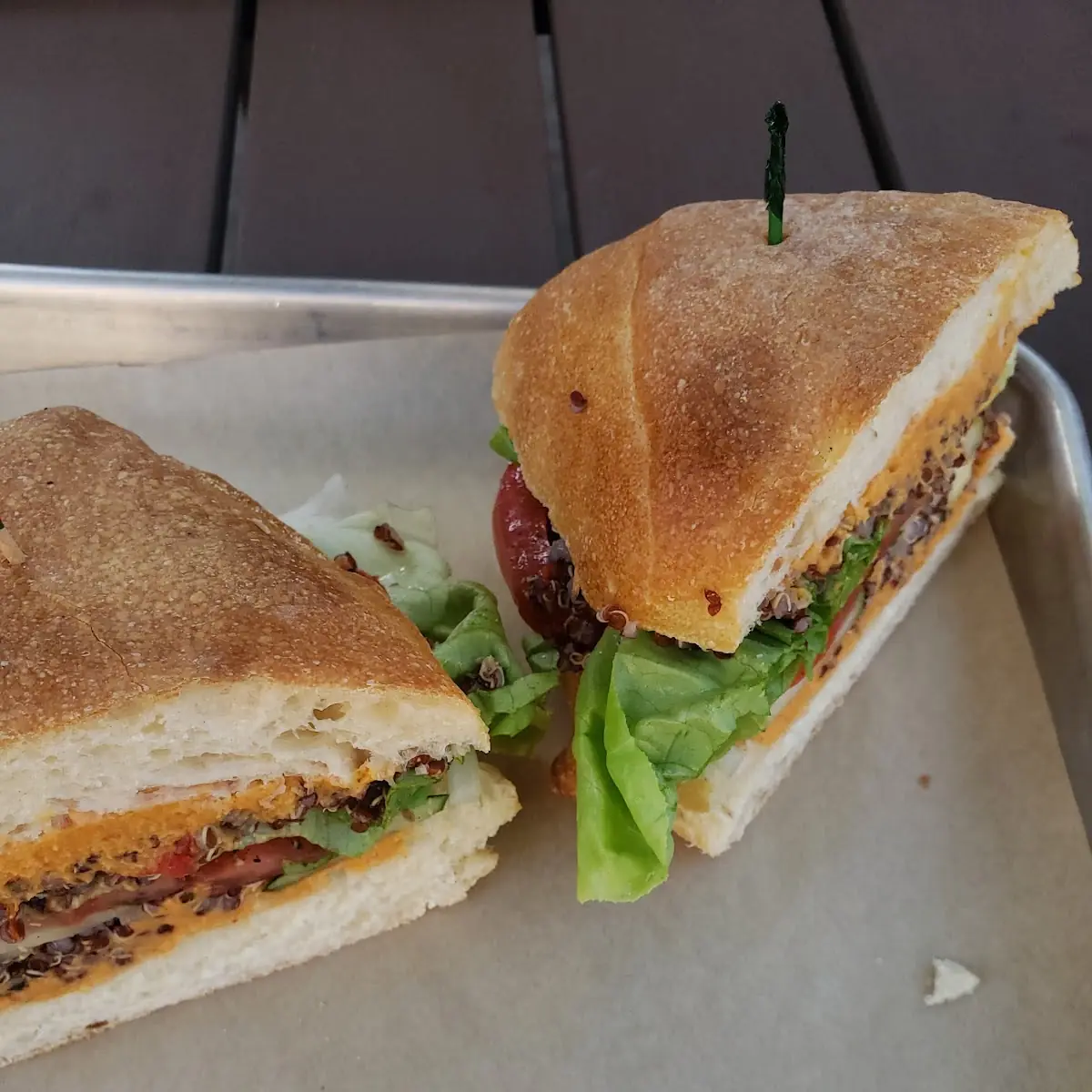 Quinoa Hummus on Ciabatta Bread