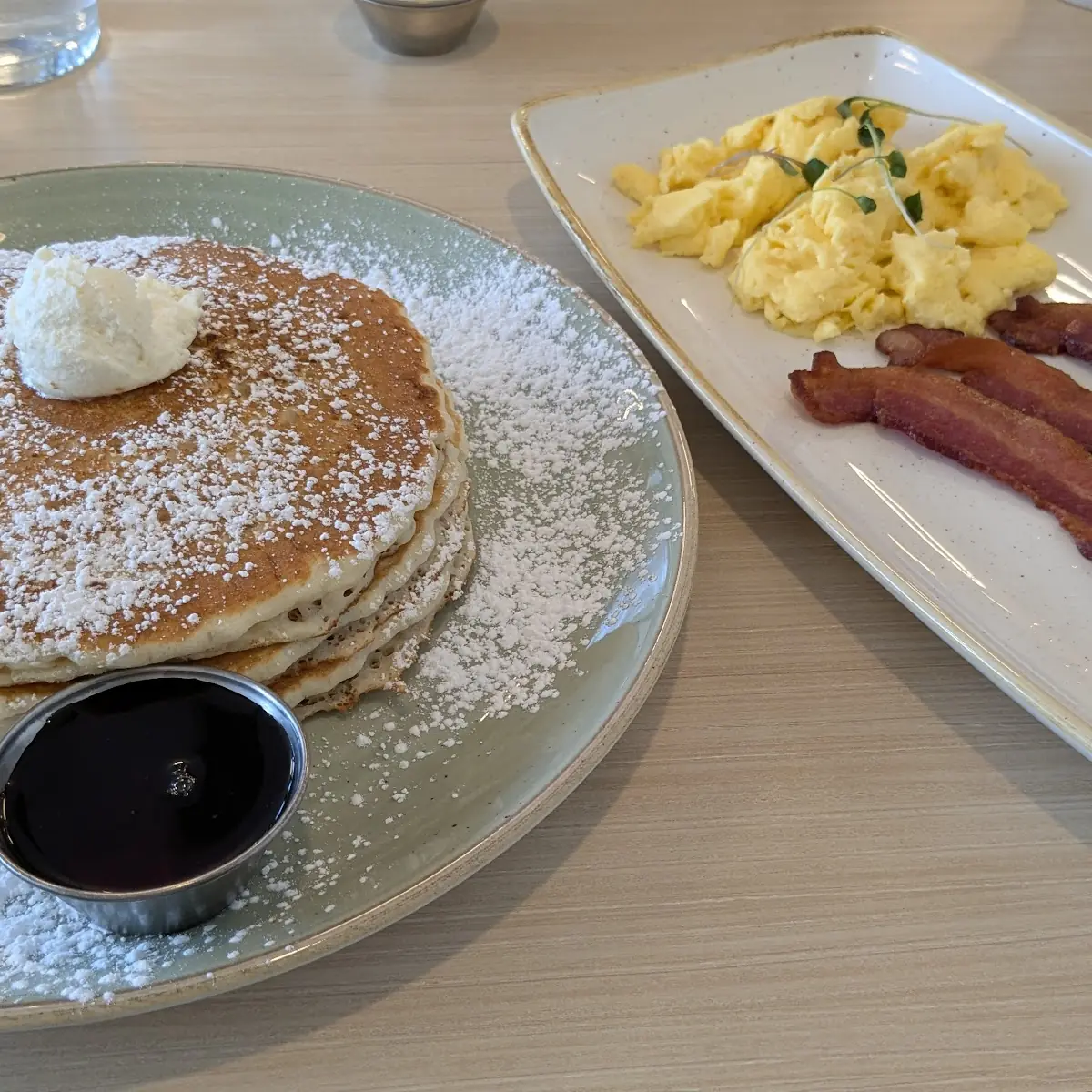 Pancakes with Bacon and Scrambled Eggs