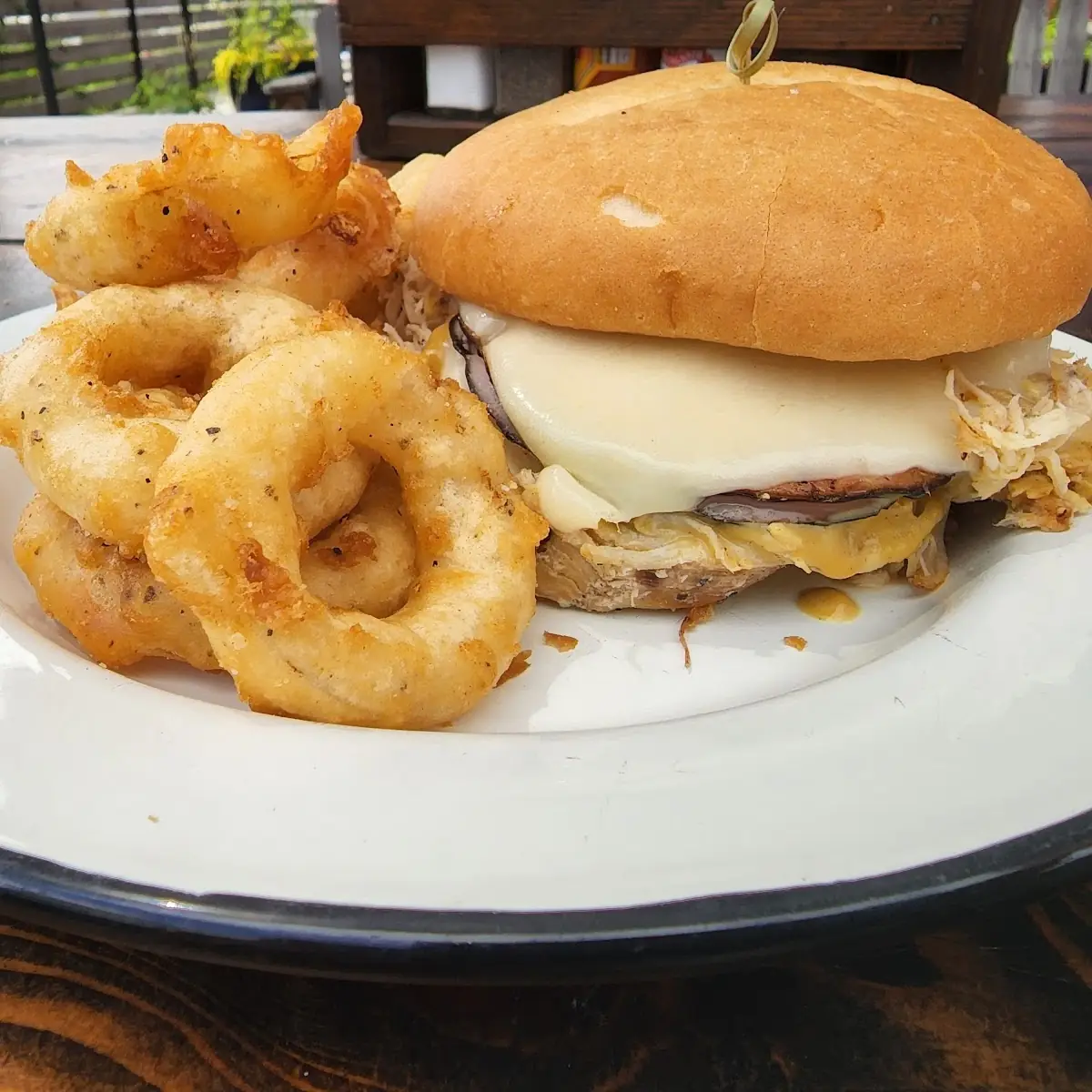 Cordon Blue Sandwich and Onion Rings