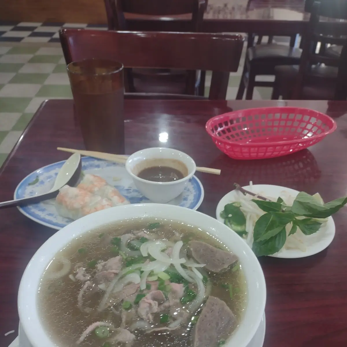 Spicy Beef Noodle Soup with Herbs