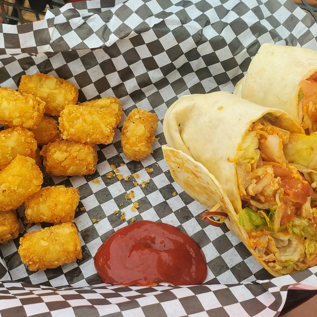 Buffalo Chicken Wrap & Tots