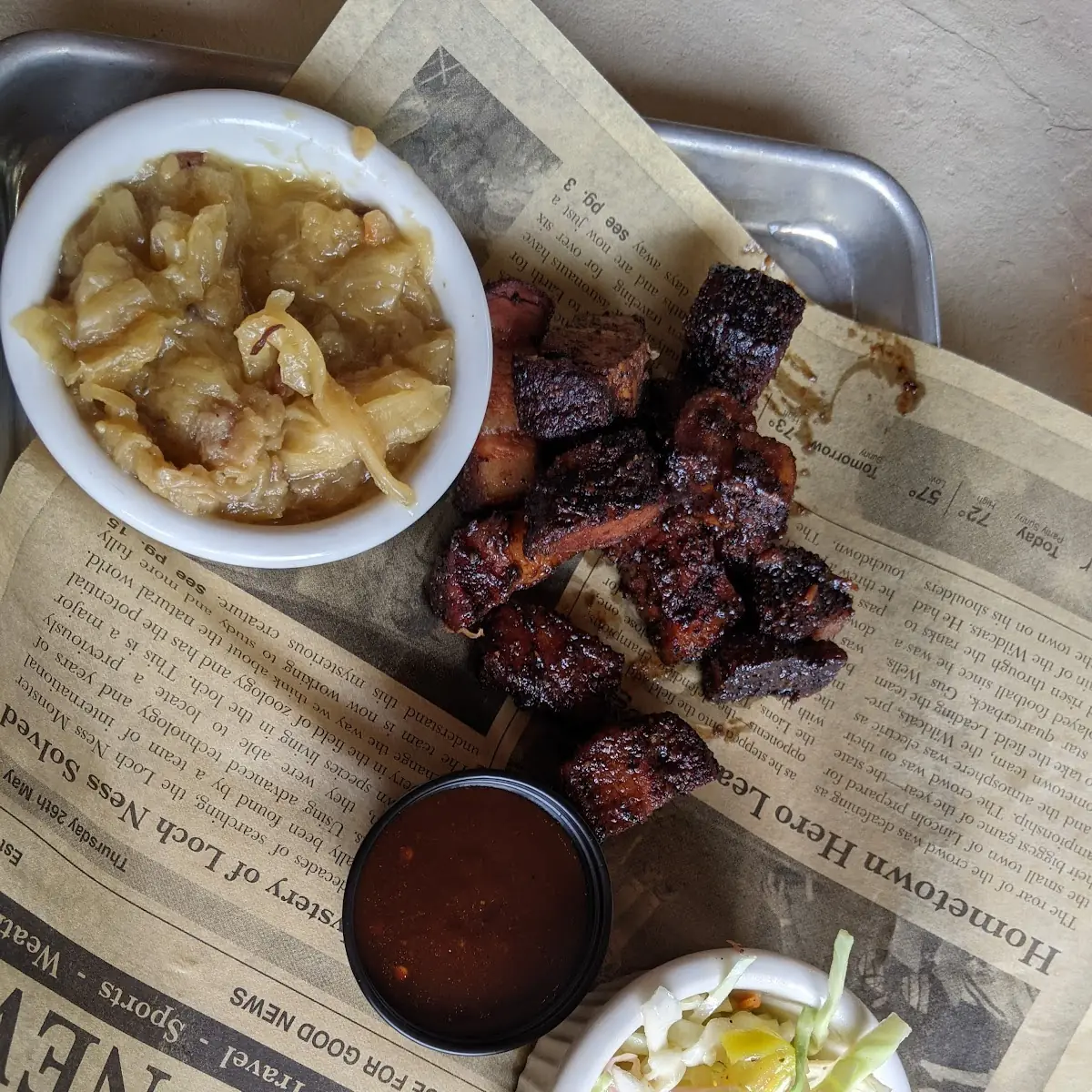 Burnt Ends Plate with Side of Cabbage