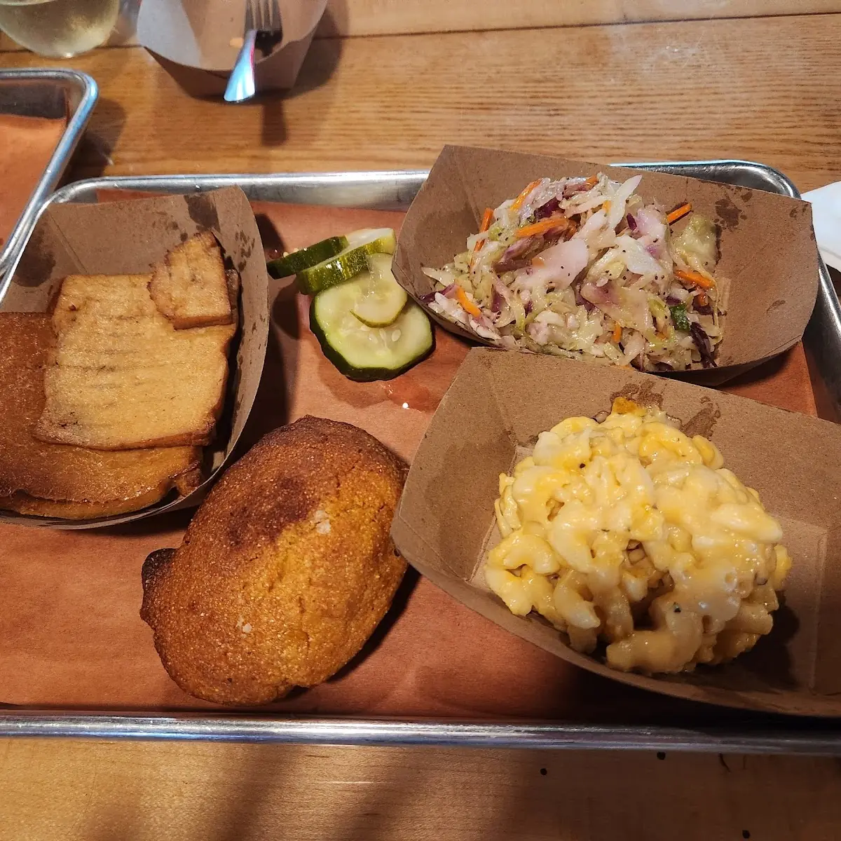 Tofu Mac N Cheese Corn Bread Cole Slaw