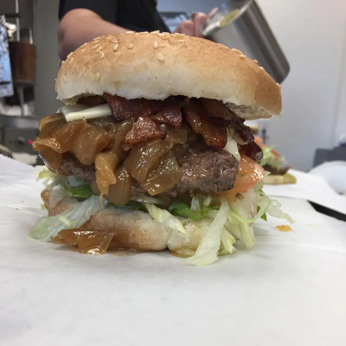 Bacon California Cheeseburger with Fried Onions