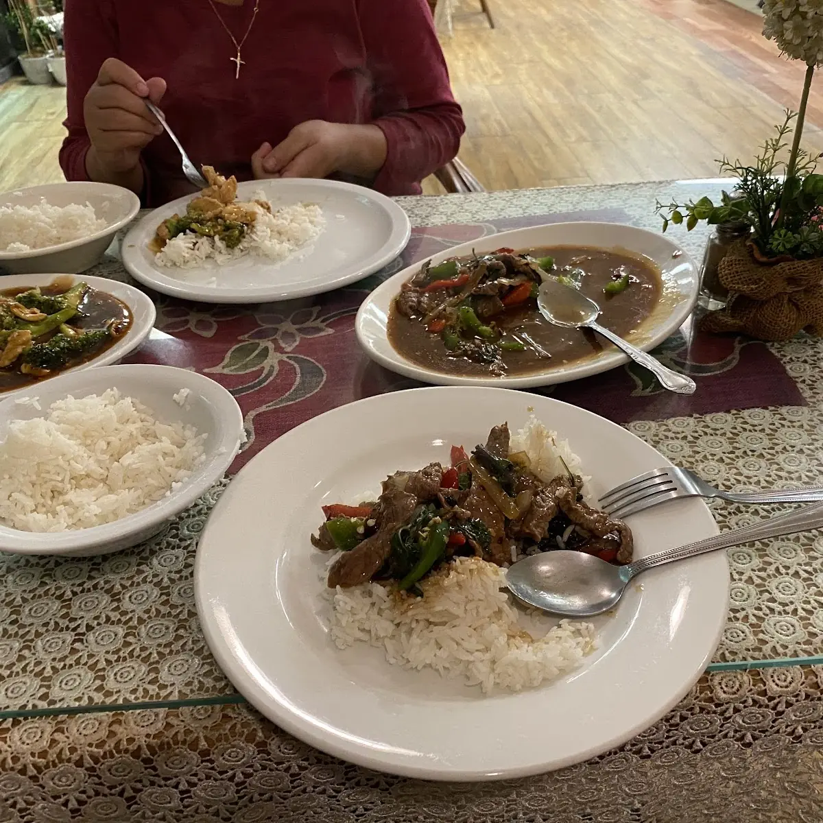 Beef with Thai Basil and Chicken with Broccoli