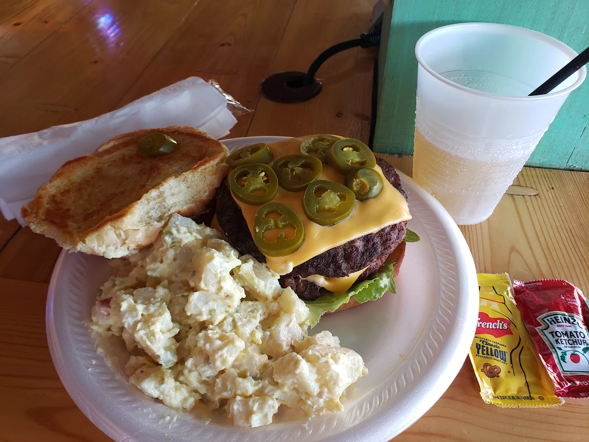 Double Cheeseburger with Potato Salad