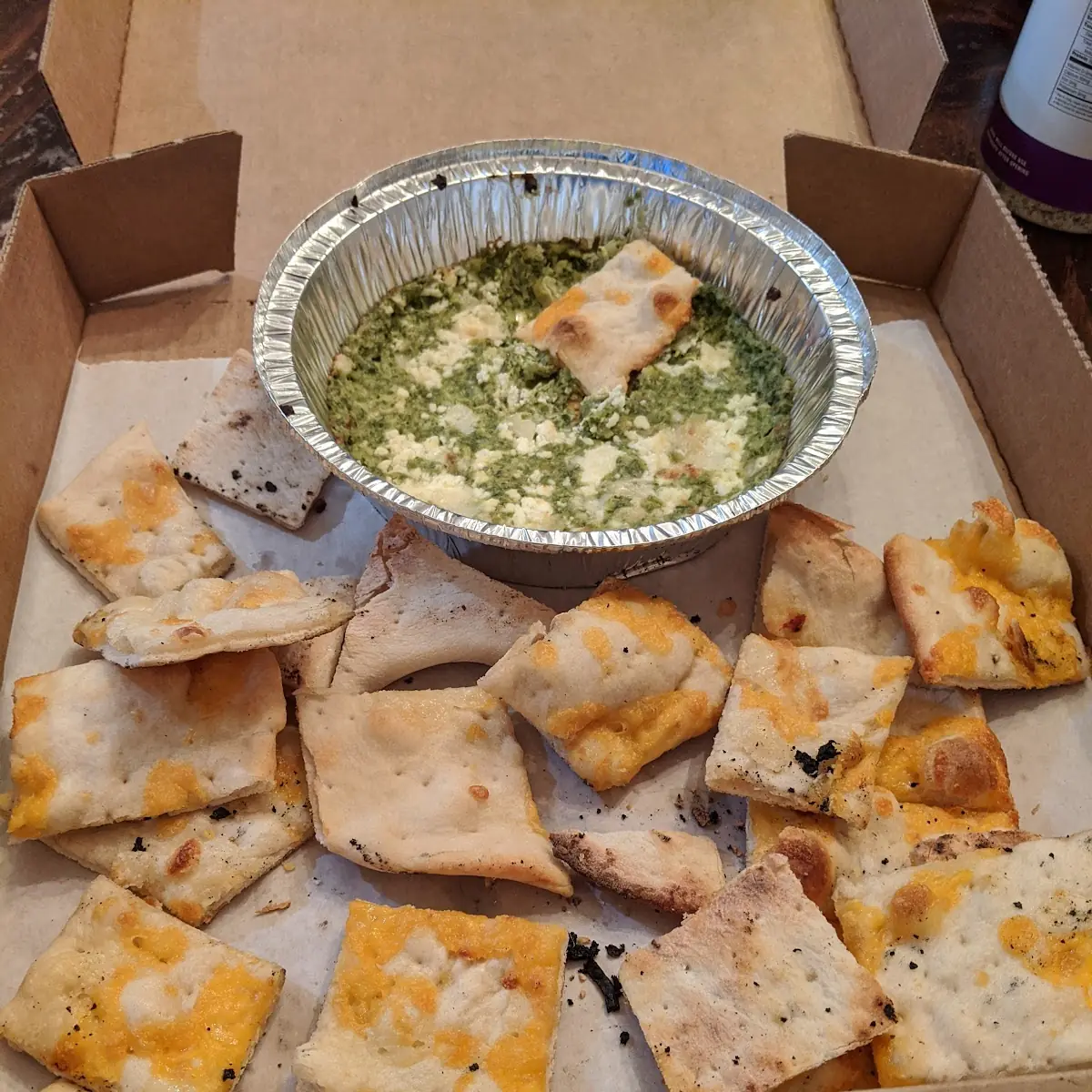 Pizza Chips and Spinach Artichoke Dip